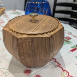 Elegant Brown Wooden Storage Jar
